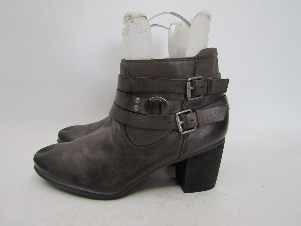 Josef Seibel Womens Size 41 EUR Brown Leather Zip Buckle Ankle Boots Booties